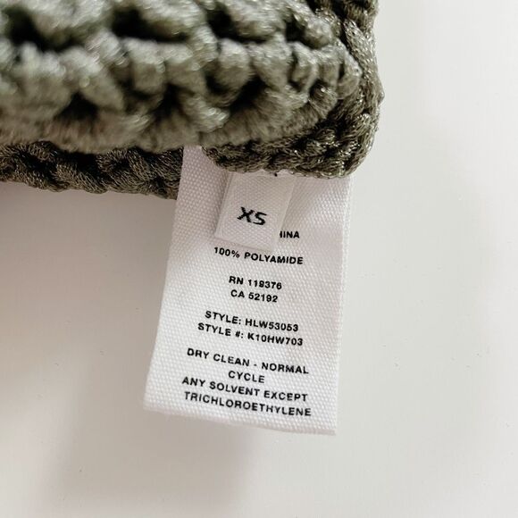 Helmut Lang Pom-Pom Off Shoulder Top Pullover Sweater Hunter Sage Green XS NWOT - Picture 8 of 9